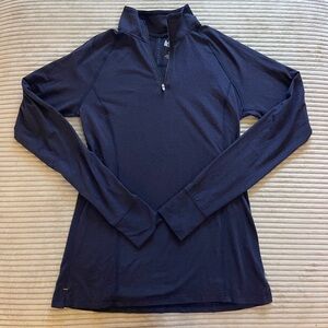 REI Co Op Navy Blue Quarter Zip Pullover Lightweight Base Layer with Thumb Holes